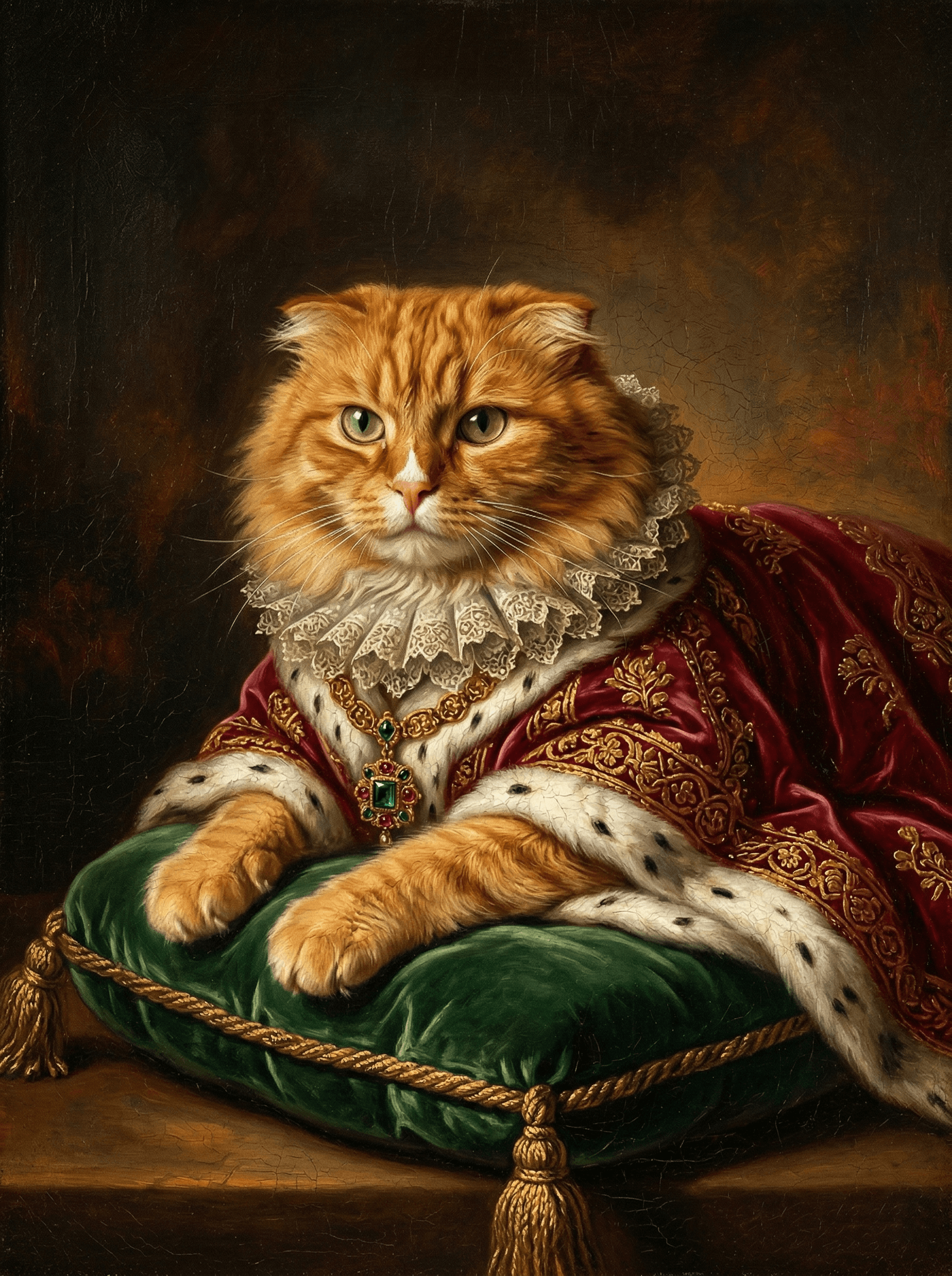 茶色猫のルネサンス風肖像画